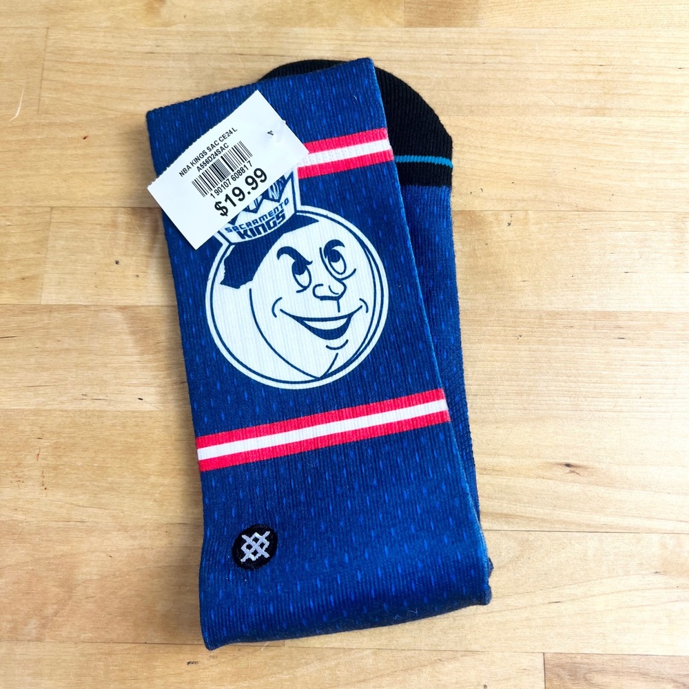 Stance Socks NBA Sacramento Kings Mens Size Large Blue Crew Retro Logo NEW NBA